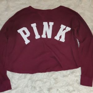 Maroon colored VS PINK long sleeves crop top